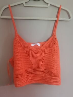 Primark Orange Crochet Knit Top Size 2xl